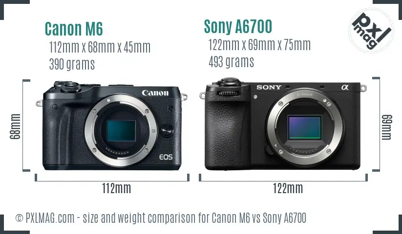 Canon M6 vs Sony A6700 size comparison