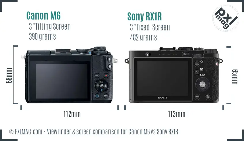Canon M6 vs Sony RX1R Screen and Viewfinder comparison