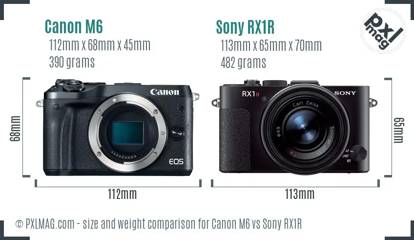 Canon M6 vs Sony RX1R size comparison