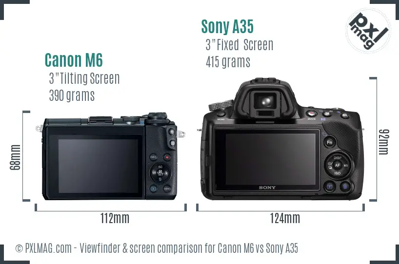 Canon M6 vs Sony A35 Screen and Viewfinder comparison