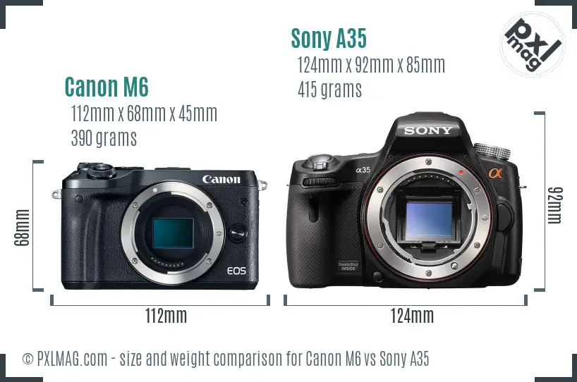 Canon M6 vs Sony A35 size comparison