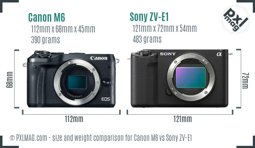 Canon M6 vs Sony ZV-E1 size comparison Canon M6 vs Sony ZV-E1 size comparison