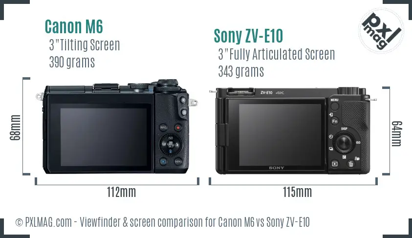 Canon M6 vs Sony ZV-E10 Screen and Viewfinder comparison