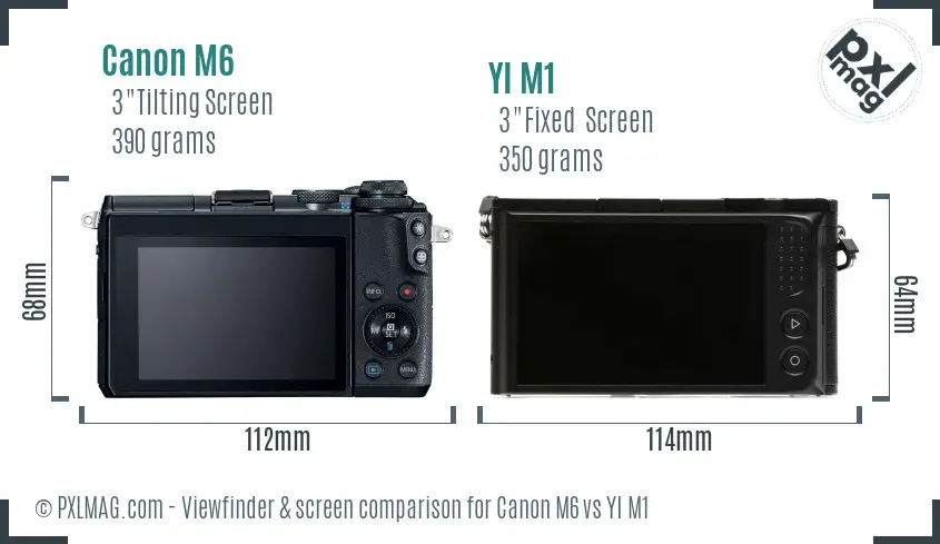 Canon M6 vs YI M1 Screen and Viewfinder comparison