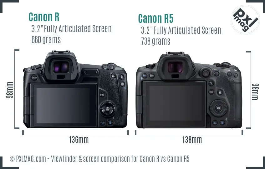 Canon R vs Canon R5 Screen and Viewfinder comparison