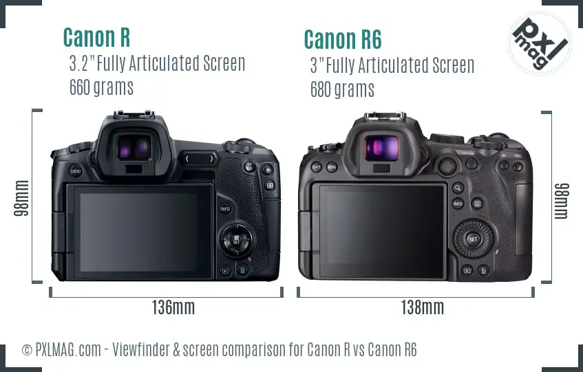 Canon R vs Canon R6 Screen and Viewfinder comparison