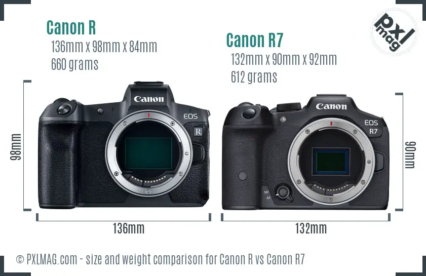 Canon R vs Canon R7 size comparison Canon R vs Canon R7 size comparison