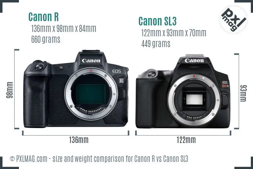 Canon R vs Canon SL3 size comparison Canon R vs Canon SL3 size comparison