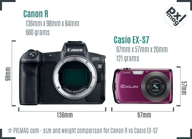 Canon R vs Casio EX-S7 size comparison