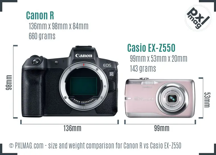 Canon R vs Casio EX-Z550 size comparison