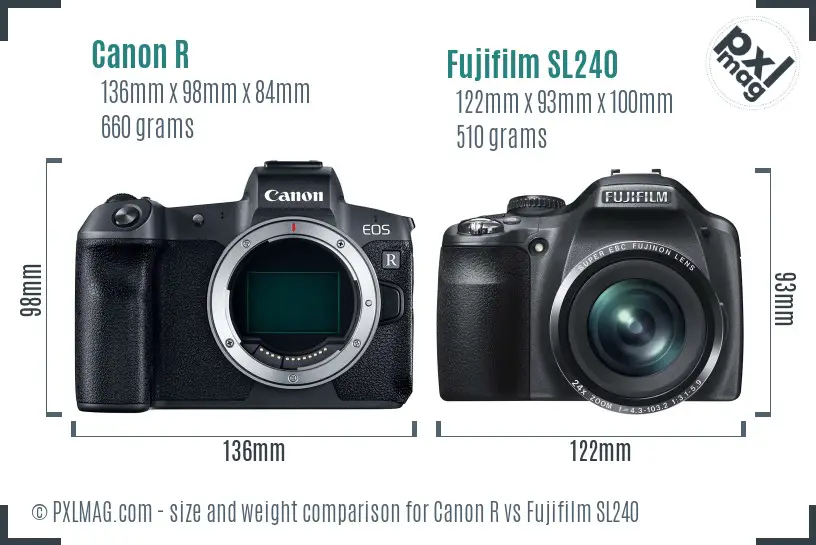 Canon R vs Fujifilm SL240 size comparison Canon R vs Fujifilm SL240 size comparison