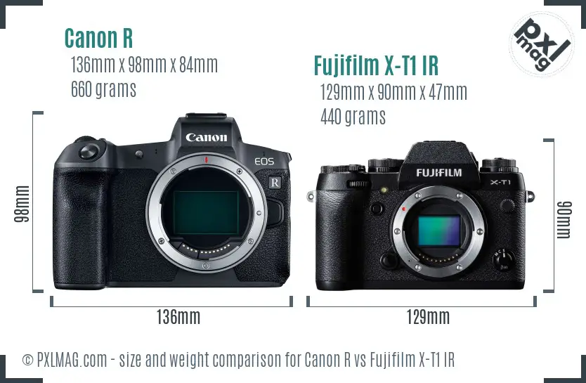 Canon R vs Fujifilm X-T1 IR size comparison