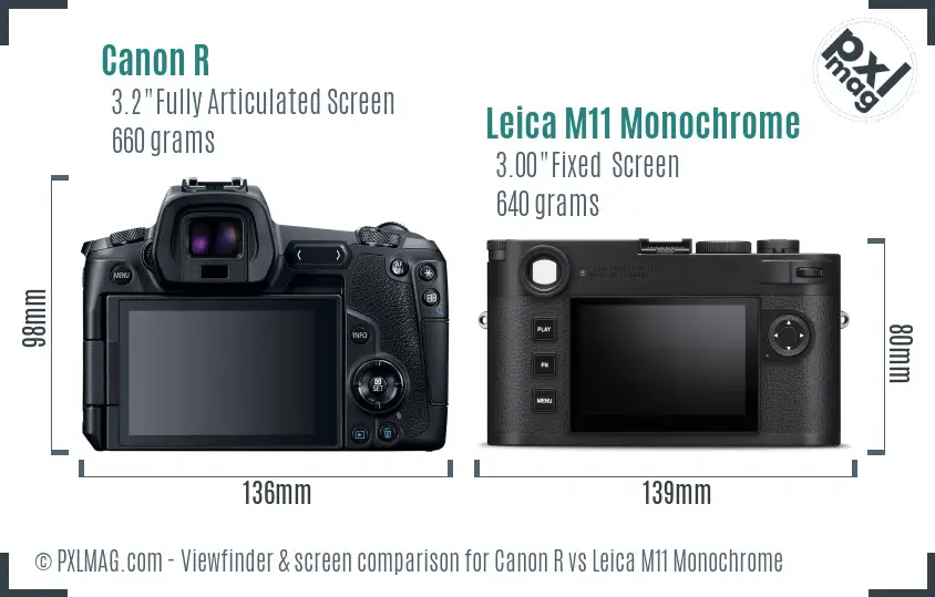 Canon R vs Leica M11 Monochrome Screen and Viewfinder comparison Canon R vs Leica M11 Monochrome Screen and Viewfinder comparison