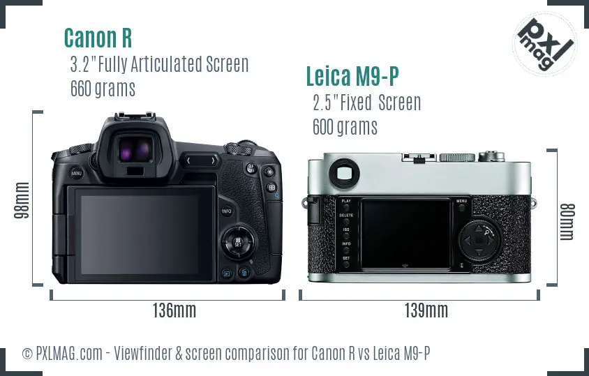 Canon R vs Leica M9-P Screen and Viewfinder comparison