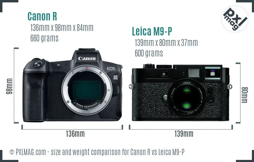 Canon R vs Leica M9-P size comparison