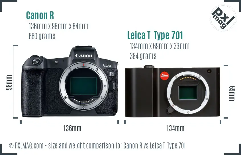 Canon R vs Leica T Type 701 size comparison Canon R vs Leica T Type 701 size comparison