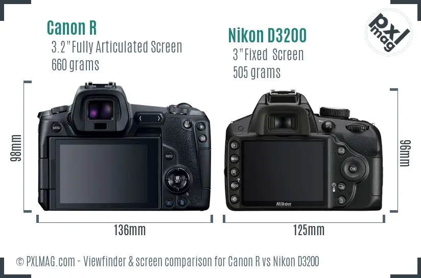 Canon R vs Nikon D3200 Screen and Viewfinder comparison Canon R vs Nikon D3200 Screen and Viewfinder comparison