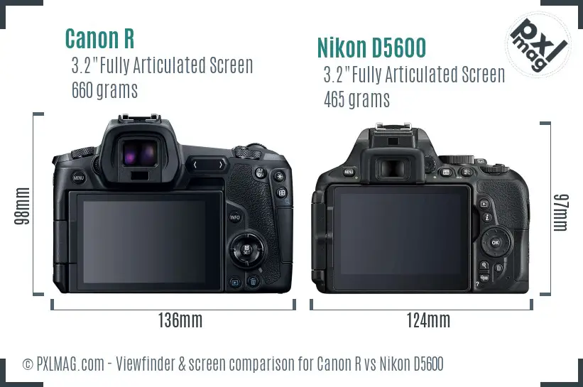 Canon R vs Nikon D5600 Screen and Viewfinder comparison