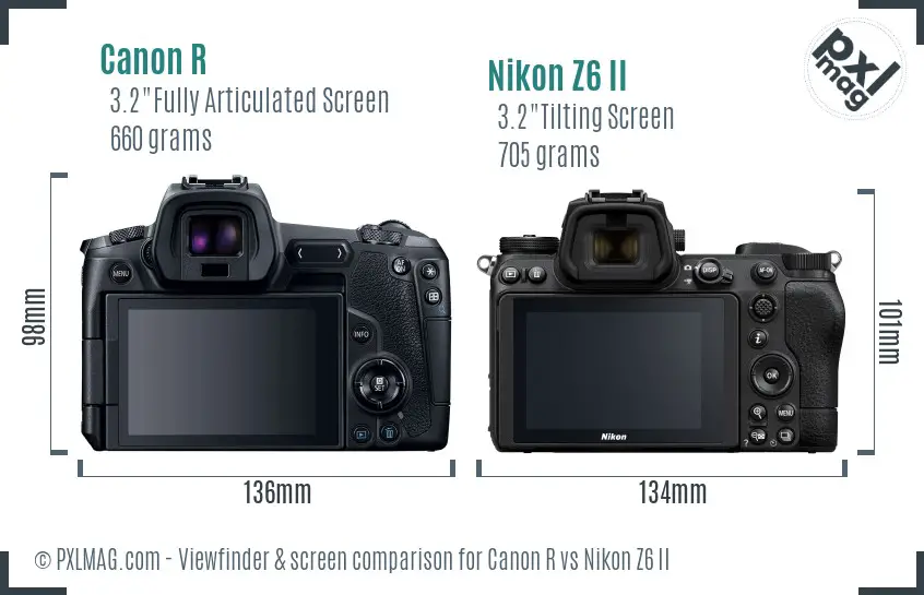 Canon R vs Nikon Z6 II Screen and Viewfinder comparison