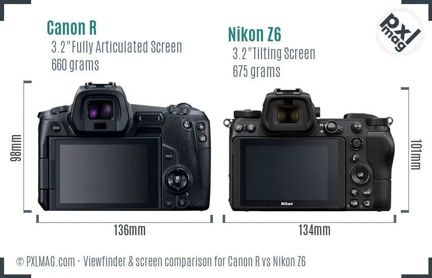 Canon R vs Nikon Z6 Screen and Viewfinder comparison
