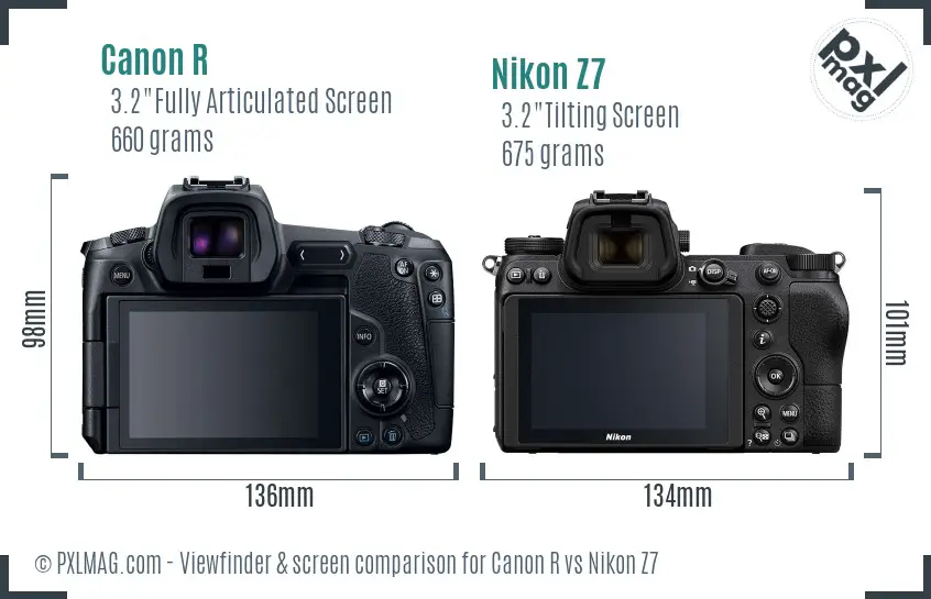 Canon R vs Nikon Z7 Screen and Viewfinder comparison
