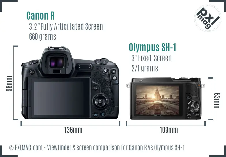 Canon R vs Olympus SH-1 Screen and Viewfinder comparison