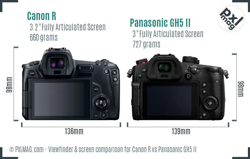 Canon R vs Panasonic GH5 II Screen and Viewfinder comparison