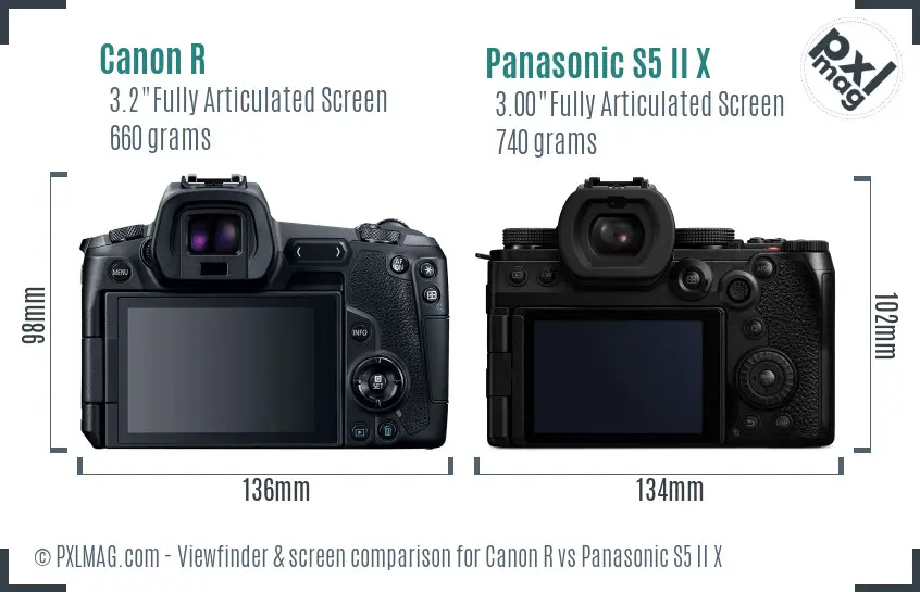 Canon R vs Panasonic S5 II X Screen and Viewfinder comparison