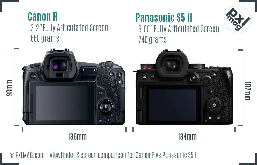 Canon R vs Panasonic S5 II Screen and Viewfinder comparison