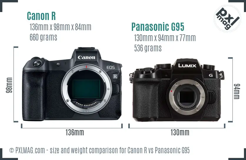 Canon R vs Panasonic G95 size comparison