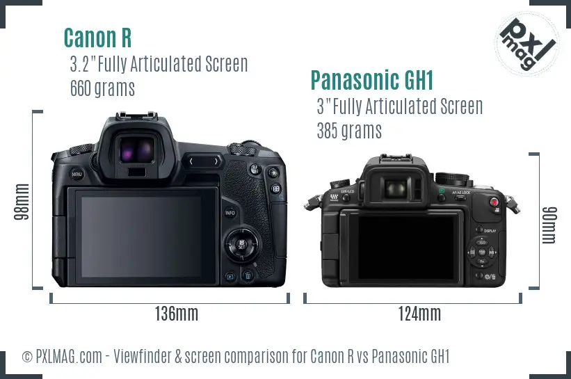 Canon R vs Panasonic GH1 Screen and Viewfinder comparison