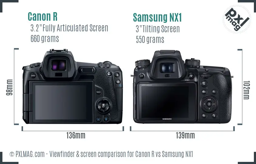 Canon R vs Samsung NX1 Screen and Viewfinder comparison