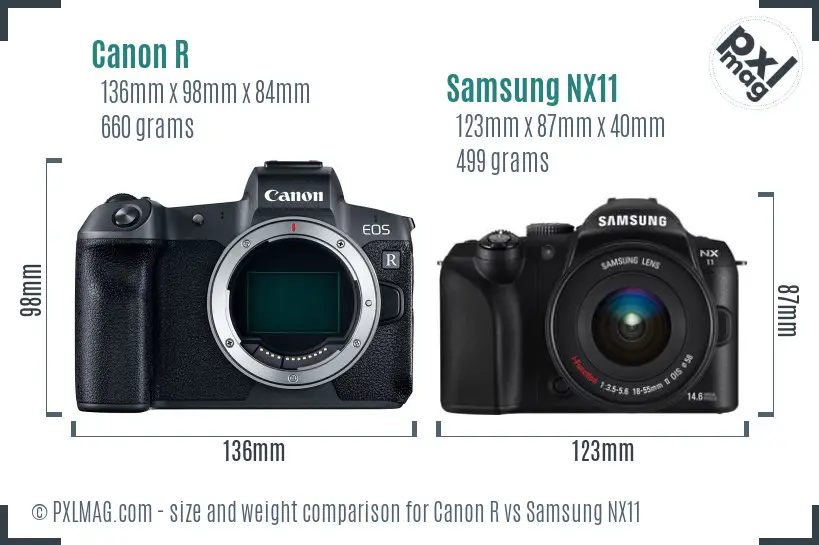 Canon R vs Samsung NX11 size comparison