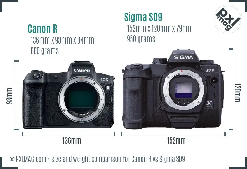 Canon R vs Sigma SD9 size comparison Canon R vs Sigma SD9 size comparison
