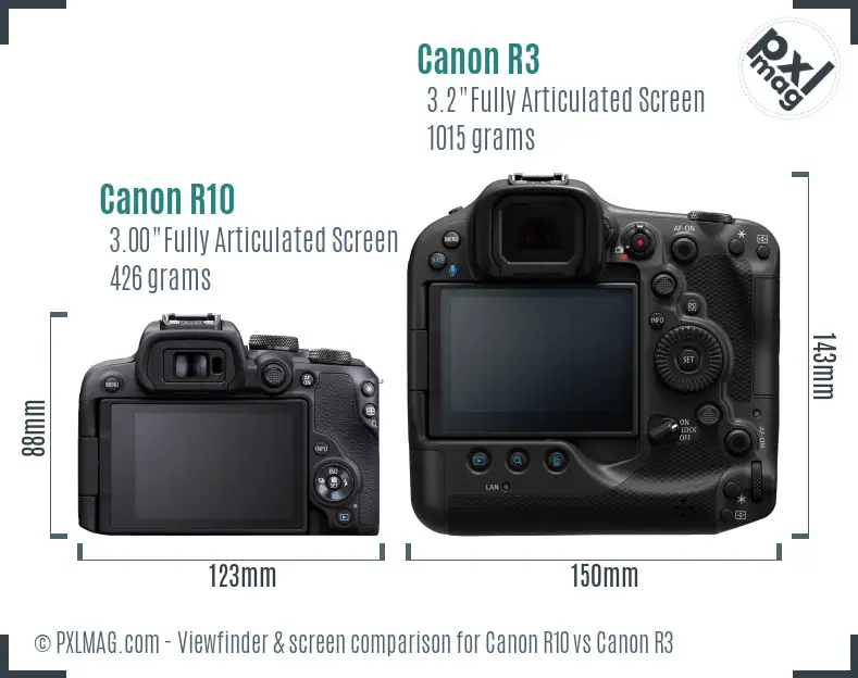 Canon R10 vs Canon R3 Screen and Viewfinder comparison Canon R10 vs Canon R3 Screen and Viewfinder comparison