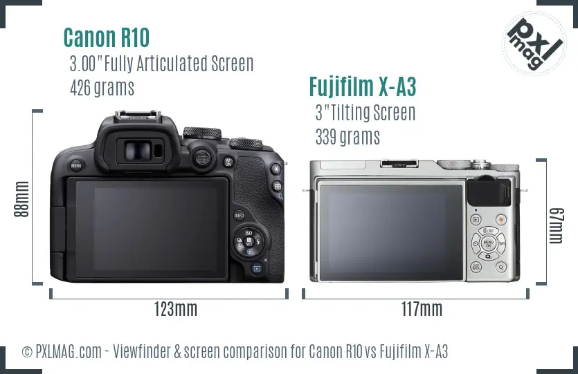 Canon R10 vs Fujifilm X-A3 Screen and Viewfinder comparison Canon R10 vs Fujifilm X-A3 Screen and Viewfinder comparison