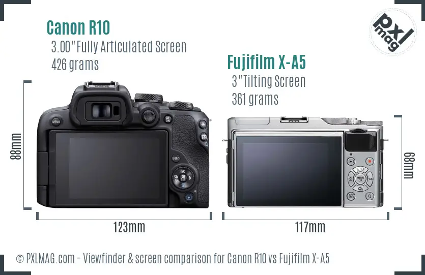 Canon R10 vs Fujifilm X-A5 Screen and Viewfinder comparison Canon R10 vs Fujifilm X-A5 Screen and Viewfinder comparison