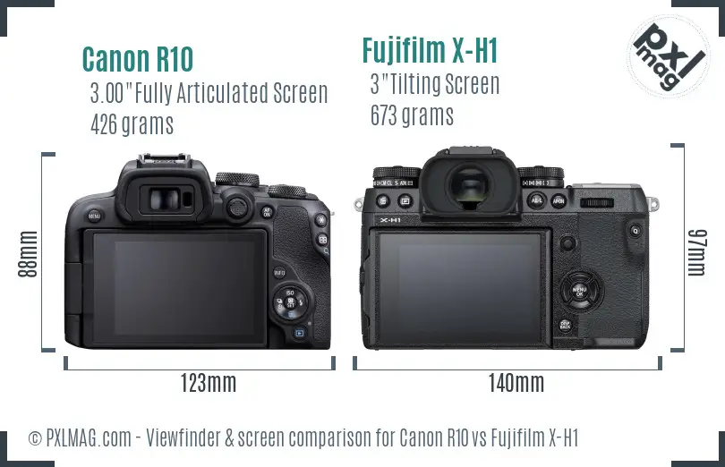 Canon R10 vs Fujifilm X-H1 Screen and Viewfinder comparison Canon R10 vs Fujifilm X-H1 Screen and Viewfinder comparison