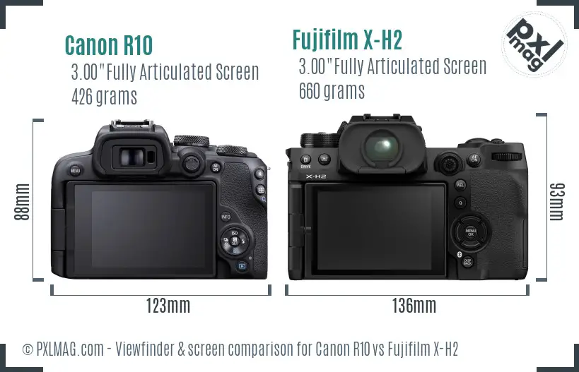 Canon R10 vs Fujifilm X-H2 Screen and Viewfinder comparison Canon R10 vs Fujifilm X-H2 Screen and Viewfinder comparison