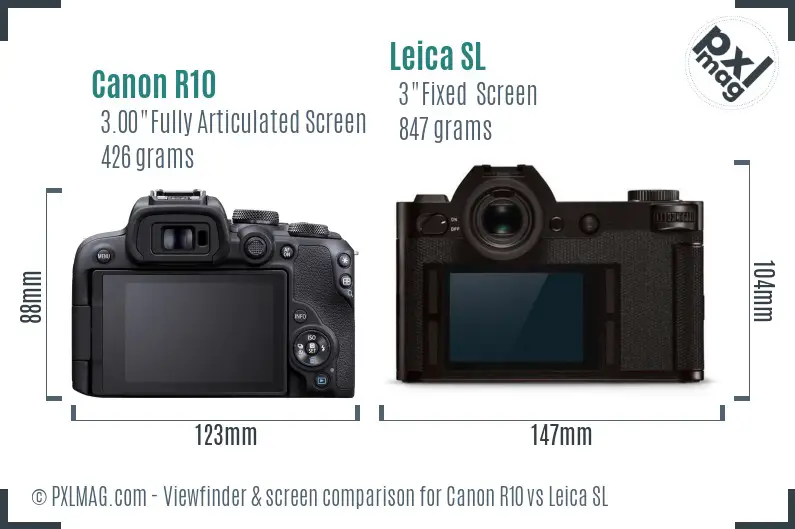 Canon R10 vs Leica SL Screen and Viewfinder comparison Canon R10 vs Leica SL Screen and Viewfinder comparison