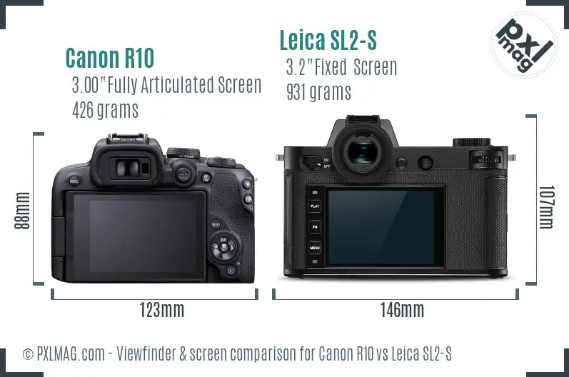 Canon R10 vs Leica SL2-S Screen and Viewfinder comparison