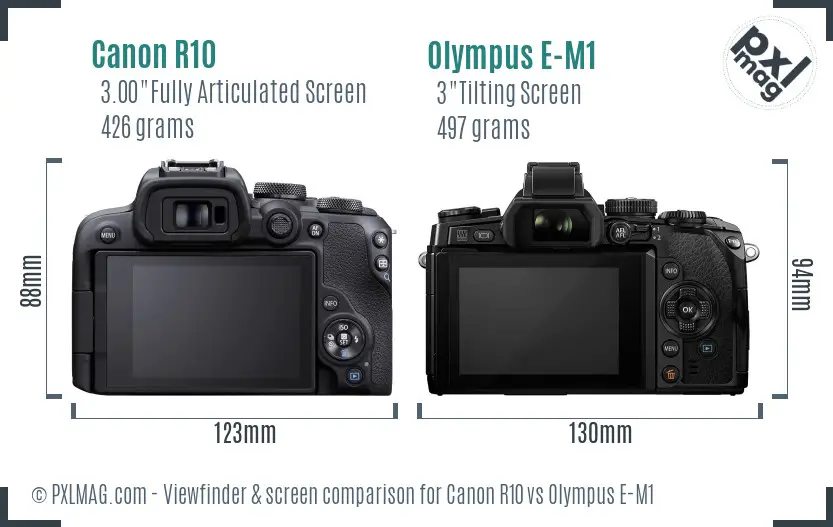 Canon R10 vs Olympus E-M1 Screen and Viewfinder comparison Canon R10 vs Olympus E-M1 Screen and Viewfinder comparison