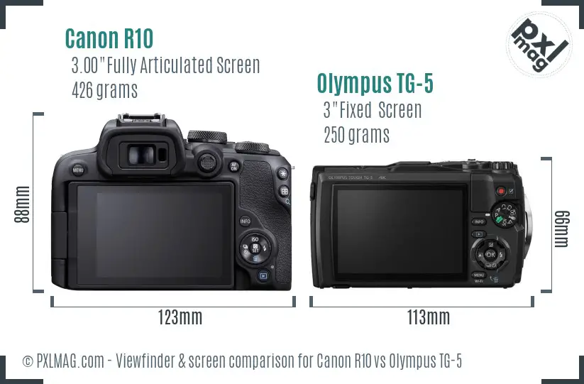 Canon R10 vs Olympus TG-5 Screen and Viewfinder comparison Canon R10 vs Olympus TG-5 Screen and Viewfinder comparison