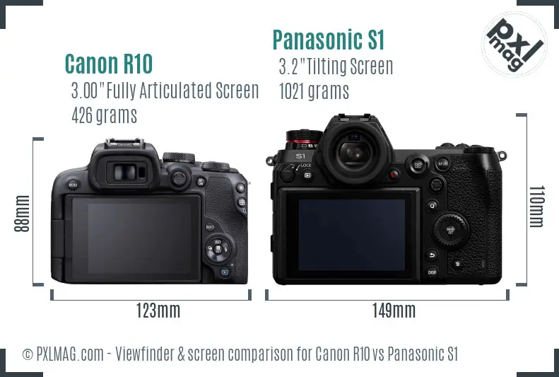 Canon R10 vs Panasonic S1 Screen and Viewfinder comparison