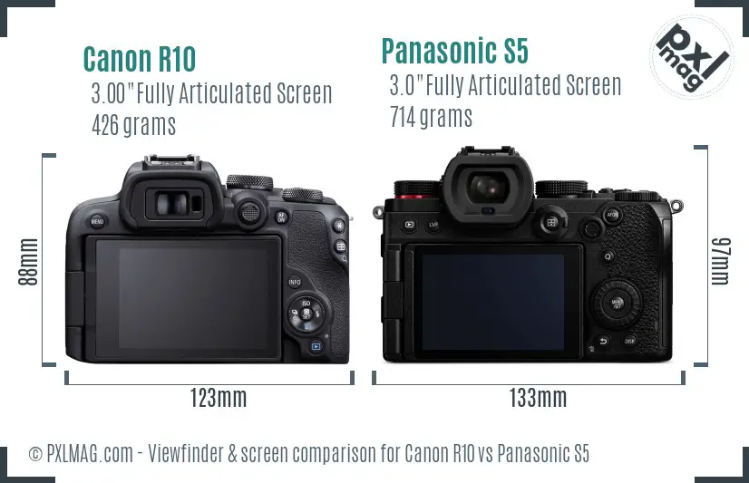 Canon R10 vs Panasonic S5 Screen and Viewfinder comparison