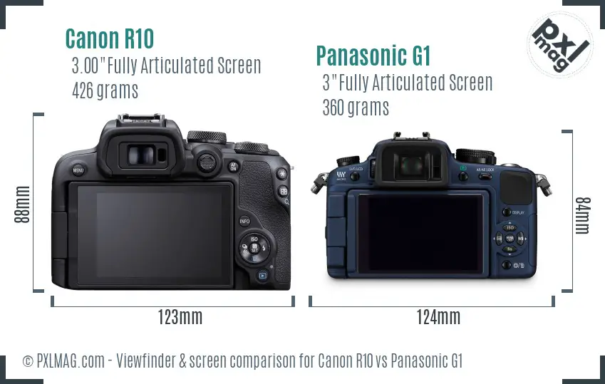 Canon R10 vs Panasonic G1 Screen and Viewfinder comparison