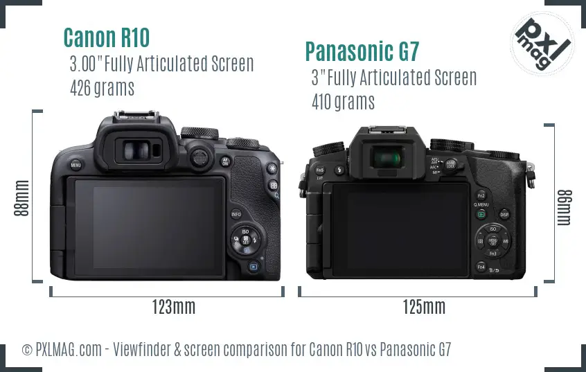 Canon R10 vs Panasonic G7 Screen and Viewfinder comparison