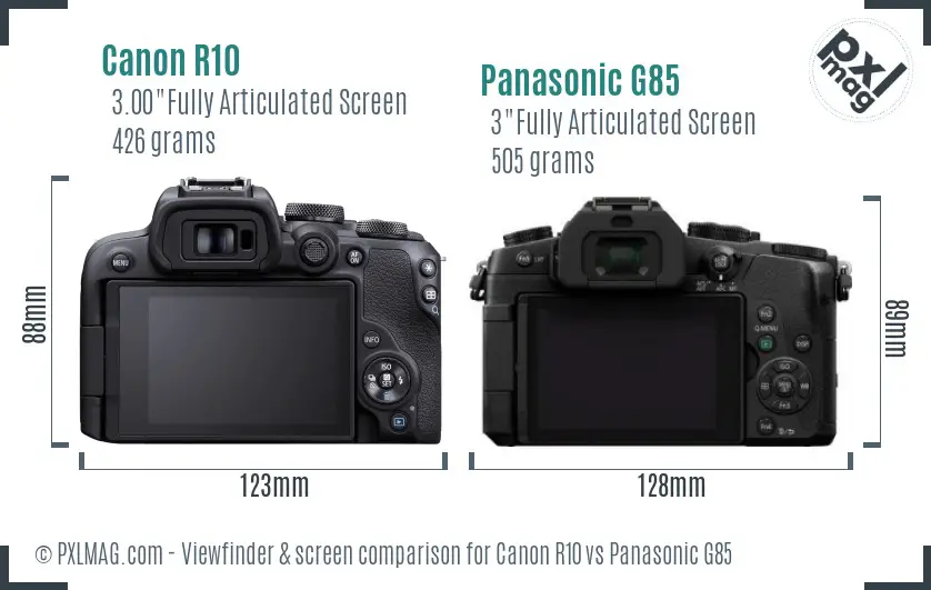 Canon R10 vs Panasonic G85 Screen and Viewfinder comparison