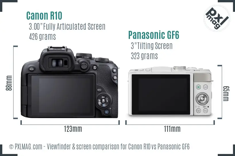 Canon R10 vs Panasonic GF6 Screen and Viewfinder comparison Canon R10 vs Panasonic GF6 Screen and Viewfinder comparison