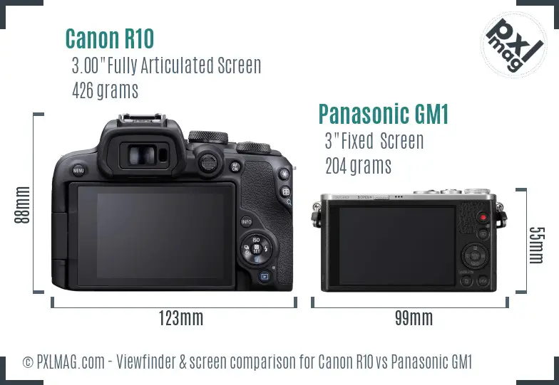 Canon R10 vs Panasonic GM1 Screen and Viewfinder comparison Canon R10 vs Panasonic GM1 Screen and Viewfinder comparison